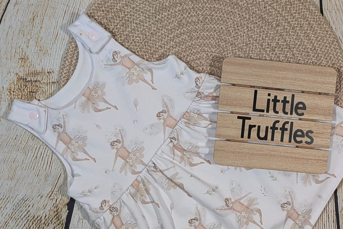 Handmade dress with fairy fabrics for small baby or toddler - Little Truffles  