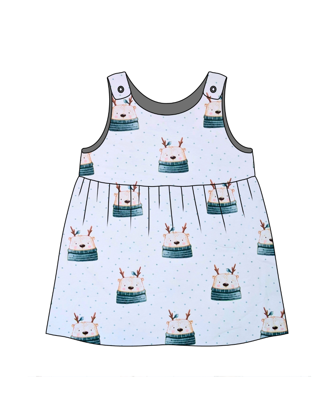 Little Reindeer Bears | Pinafore Dress
