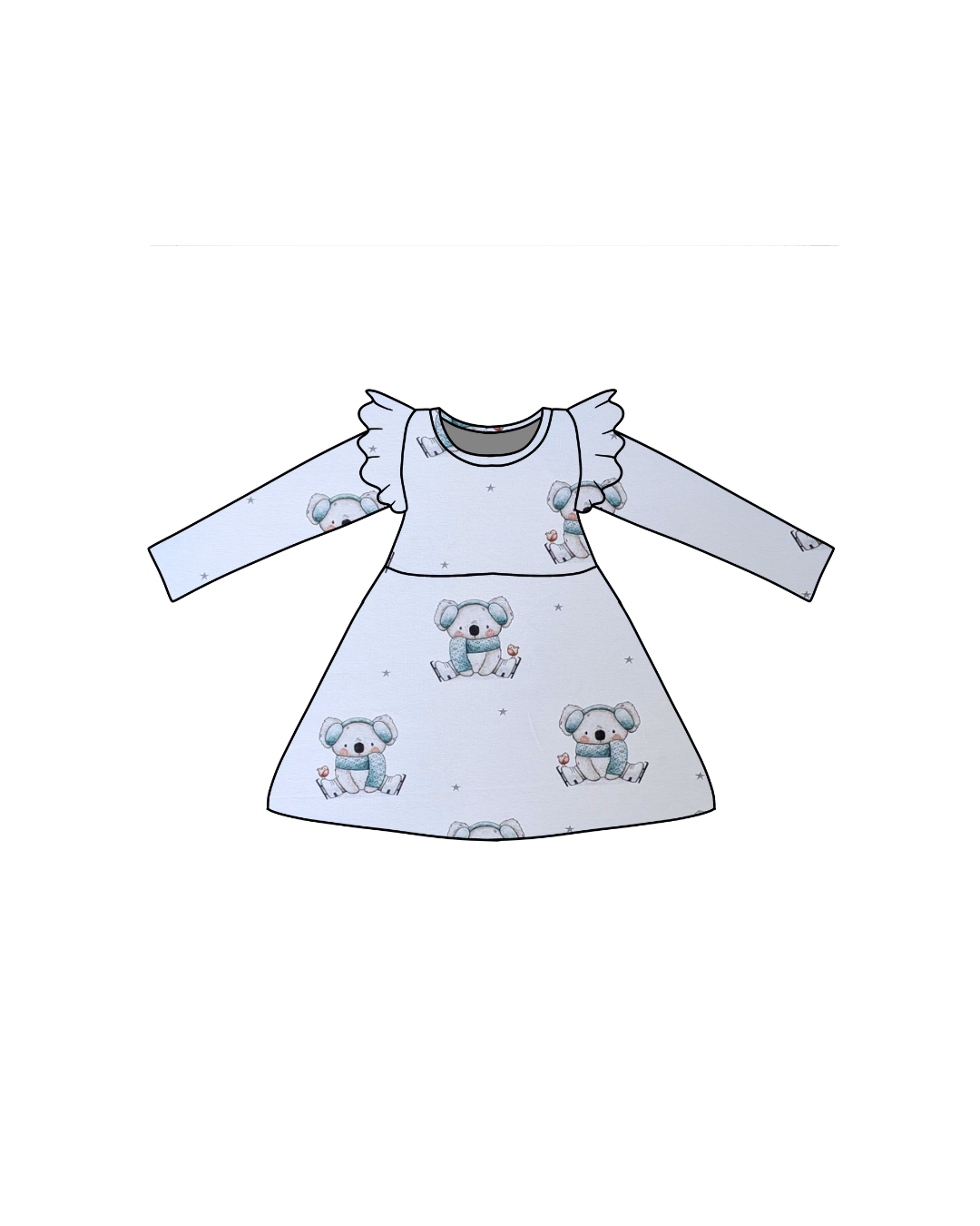 T-Shirt Dress with Shoulder Flutters | In Stock Prints