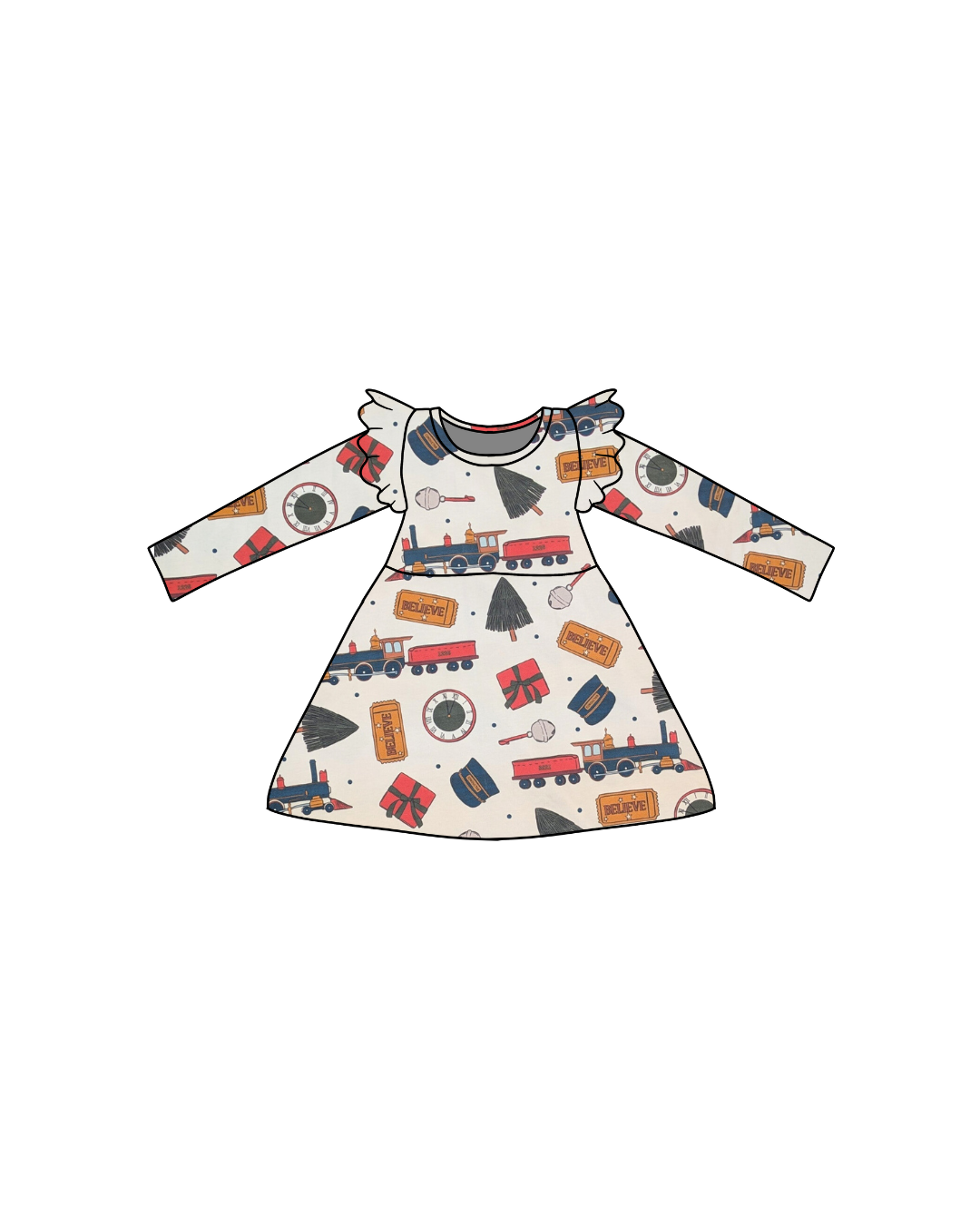 T-Shirt Dress with Shoulder Flutters | In Stock Prints