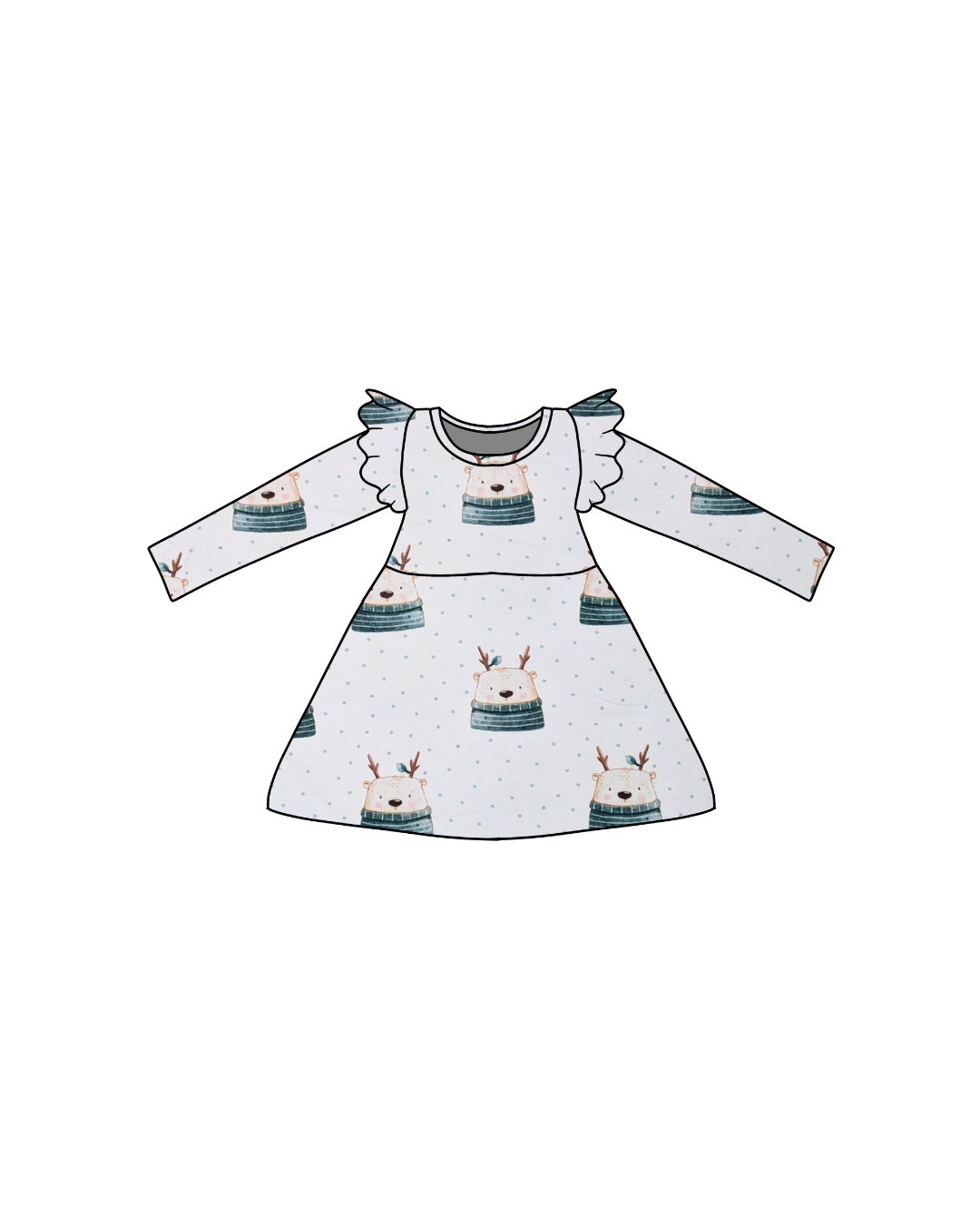 T-Shirt Dress with Shoulder Flutters | In Stock Prints