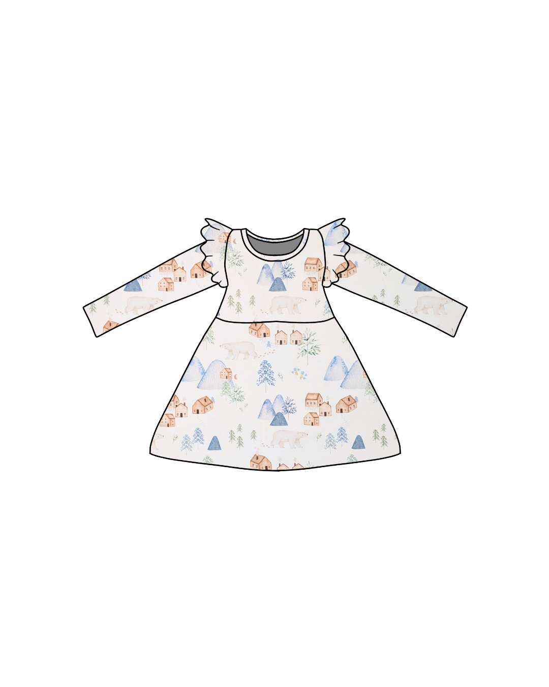 T-Shirt Dress with Shoulder Flutters | In Stock Prints